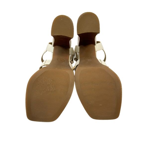 Michael Kors Jagger Studded Platform Sandals Block Heels Leather Cream Size 6M - Picture 9 of 10